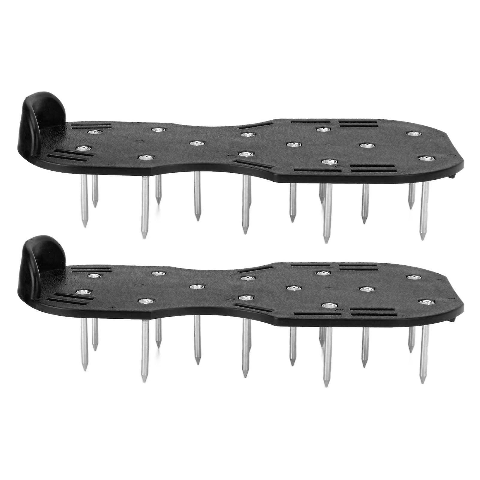 Lawn Spike Shoes Triangle Buckle Straps Lawn Aerator Spike Shoes Scarifiers Shoes for Garden Black