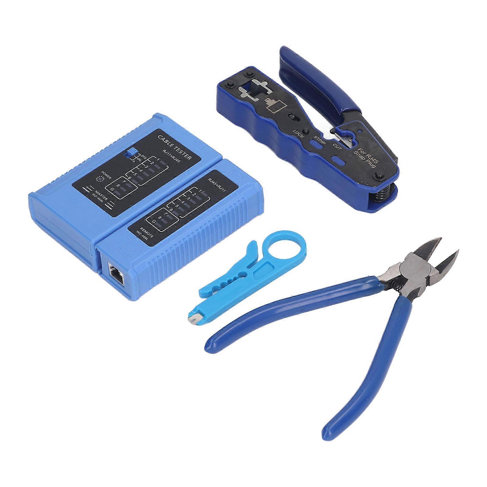 RJ45 Crimp Tool Kit 8P8C Modular Connectors Wire Stripper Pliers Multifunctional Crimping Tool for Cat5e Cat6 Cat6a