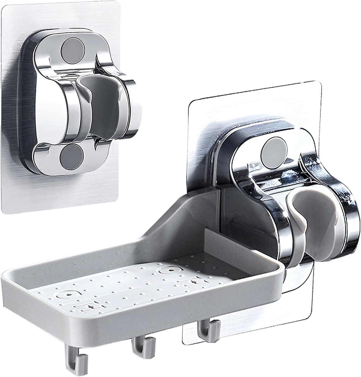 No Drilling Hand Held Shower Head Holder, Strong Adhesive, Adjustable Angle (Combo Set)