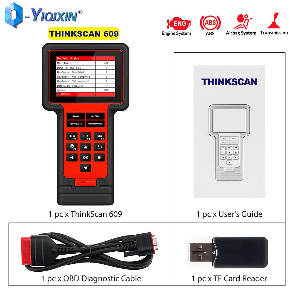 For Thinkscan Ts609 Obd2 Car Diagnostic Tool Engine Abs Srs Gearbox System With Tpms/epb/oil More 8 Reset Function Code Reader