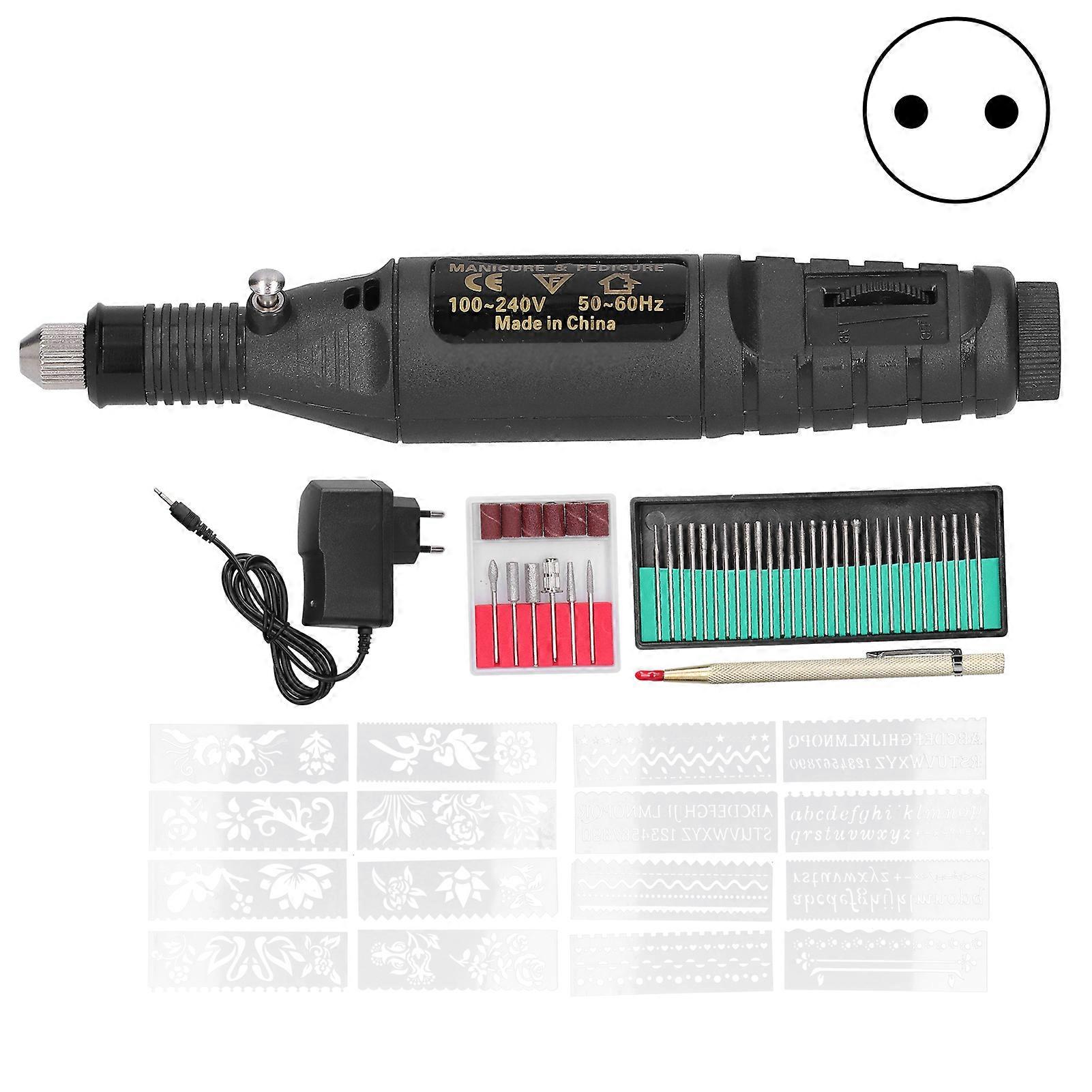60 قطعة آلة نقش كهربائية قابلة للتعديل سرعة صغيرة نقش تلميع القلم 50-60HZEU التوصيل AC 100-240V