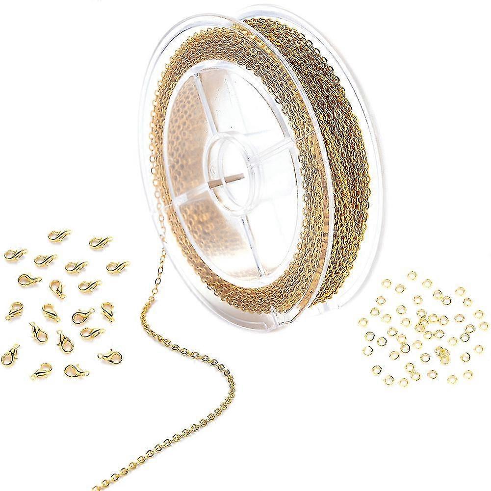 Link Chain Spool Bulk With 4mm Jump Ring And Lobster Clasps For Craft Diy Necklace Jewelry Making G