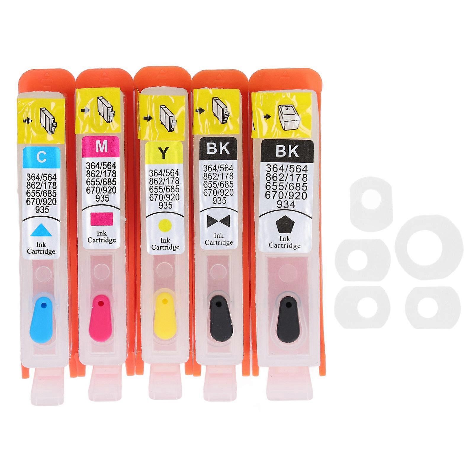 5PCS Ink Cartridge Set BK C M Y Smooth Ink Output Cartridge Combo Pack with Permanent Chip for Replacement for HP 564