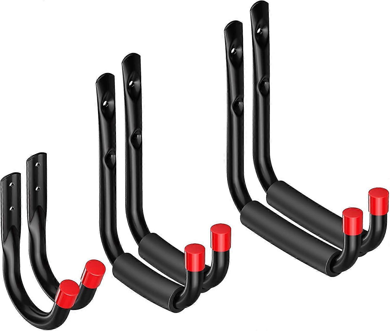 Heavy Duty Wall Storage Hooks For Garage Tools, Bikes And Ladders - Set Of 6