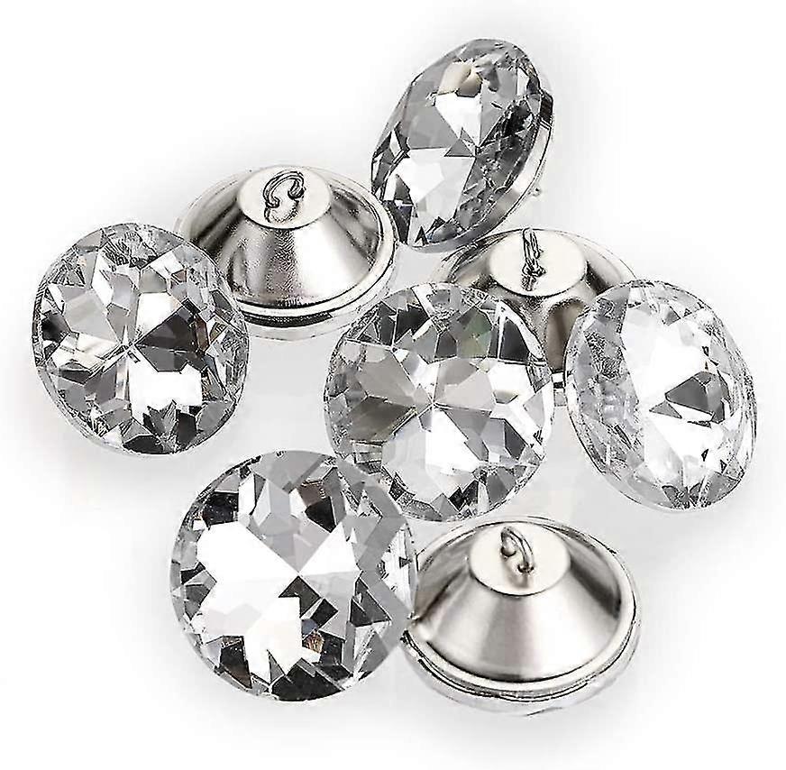 25Pcs 30MM Diamond Cut Clear Crystal Buttons Buttons with Loop for Sofa DIY Crafts Decoration