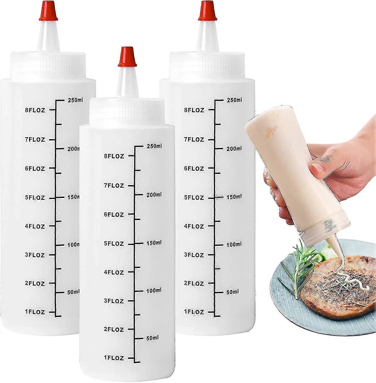 3 Pcs Plastic Squeeze Bottle 8.8 Oz Plastic Squeeze Bottle Set For Sauce Ketchup