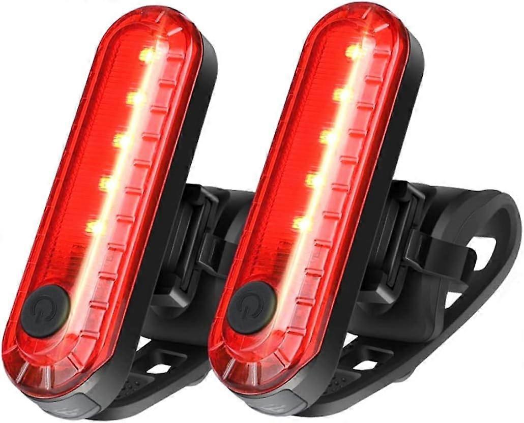 2pcs LEDバイクリアライト、USB充電式バイクライト、強力なLEDバイクフロントライト、4つのモードでIP65防水、マウンテンバイクサイクリングライト