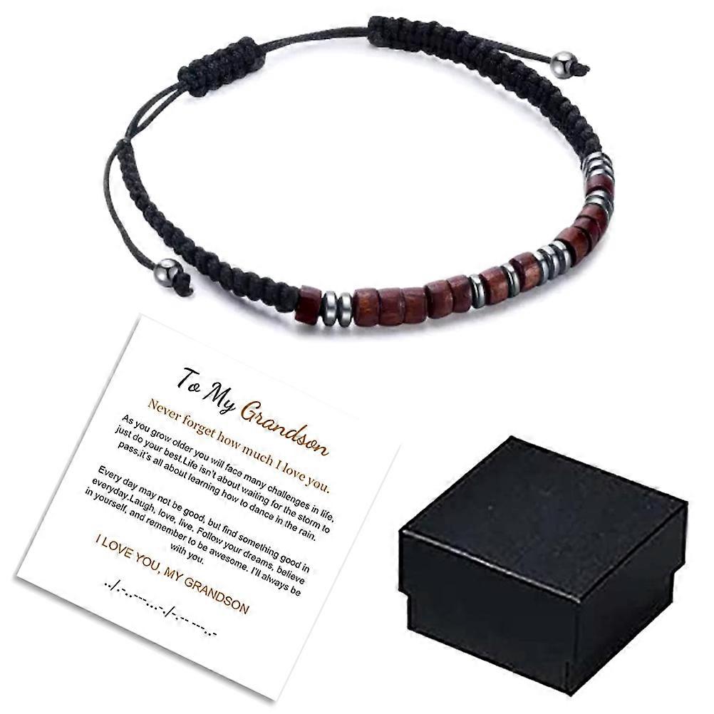 Morse Bracelet Adjustable Wristband Inspirational Beaded Jewelry Gift for Grandson
