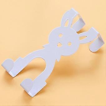 White 10pcs White Rabbit Colorful Cartoon Rabbit Shape Back Door Hook Creative Iron Seamless Back Door Hook Seamless Nail Free Clothes Hook