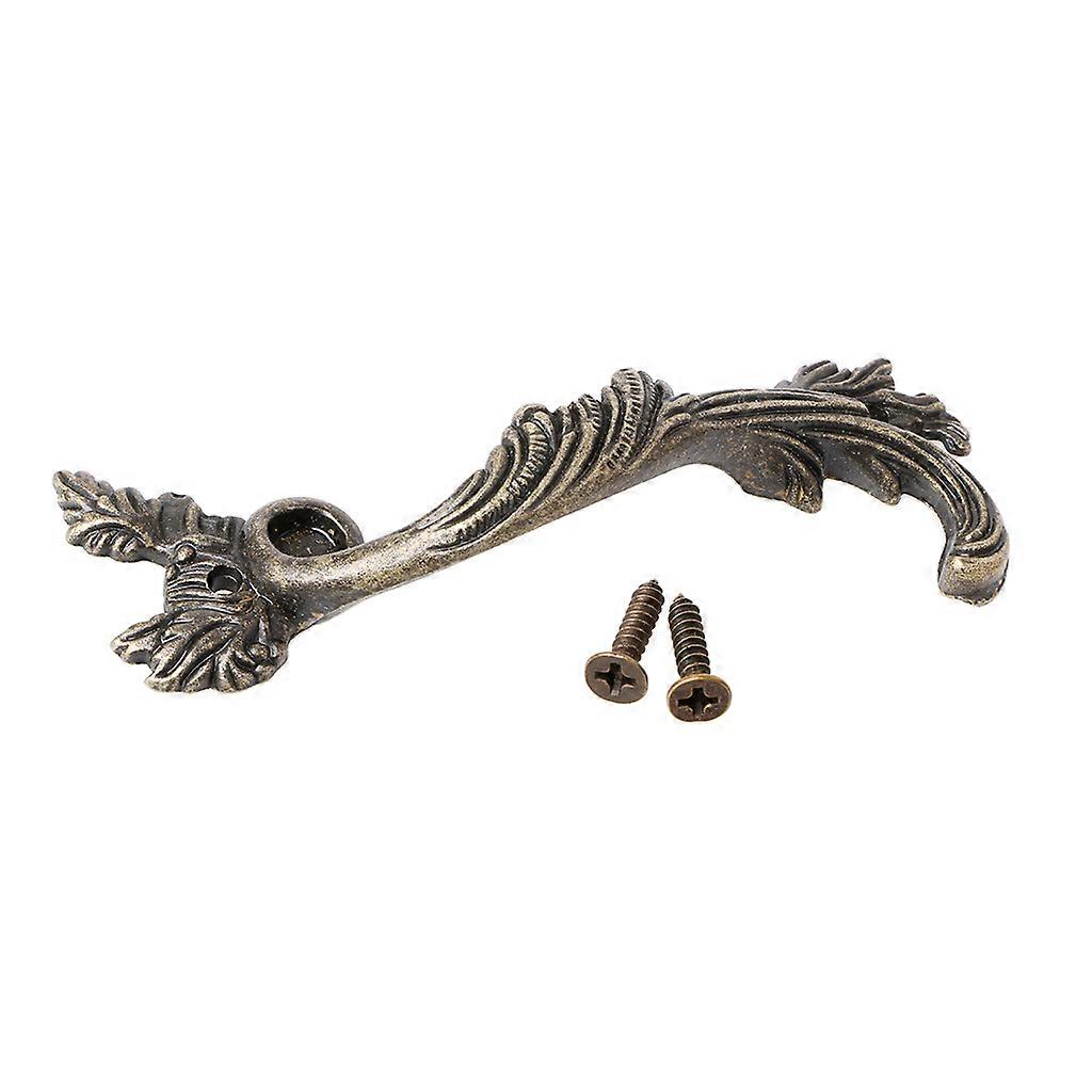 Striped Leaf Carved Kitchen Cabinet Drawer Pull Handle Door Knobs Bronze Tone