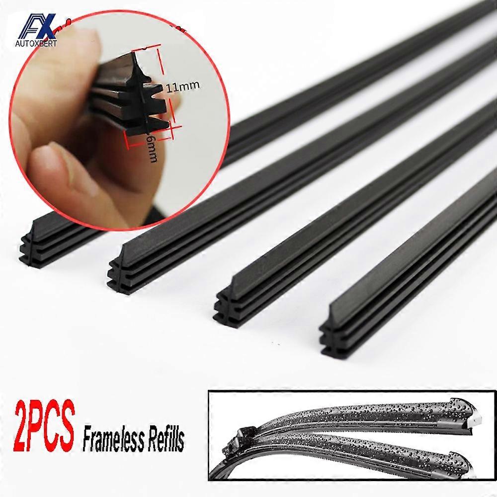 Pair Auto Car Rubber Bracketless Wiper Blade Refill 6mm 24/26 Windshield Windscreen Frameless Wiper Refills Front Rear Window