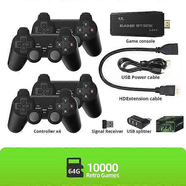 レトロなビデオゲームコンソール2.4Gワイヤレスコンソールゲームスティック4k10000ゲームテレビ用ポータブルデンディゲームコンソール