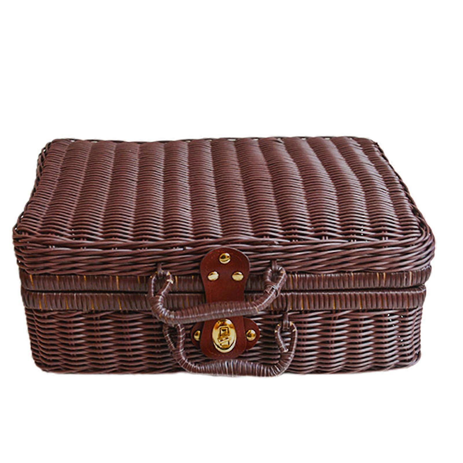 Picnic Basket Large Size Organizer Container Storage Basket With Lid