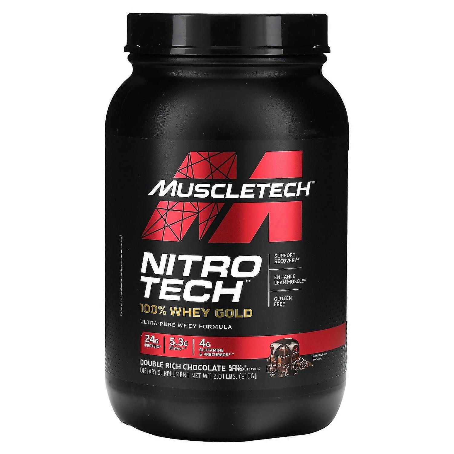 MuscleTech, Nitro Tech, 100% Whey Gold, Double Rich Chocolate, 2.01 lbs (910 g)