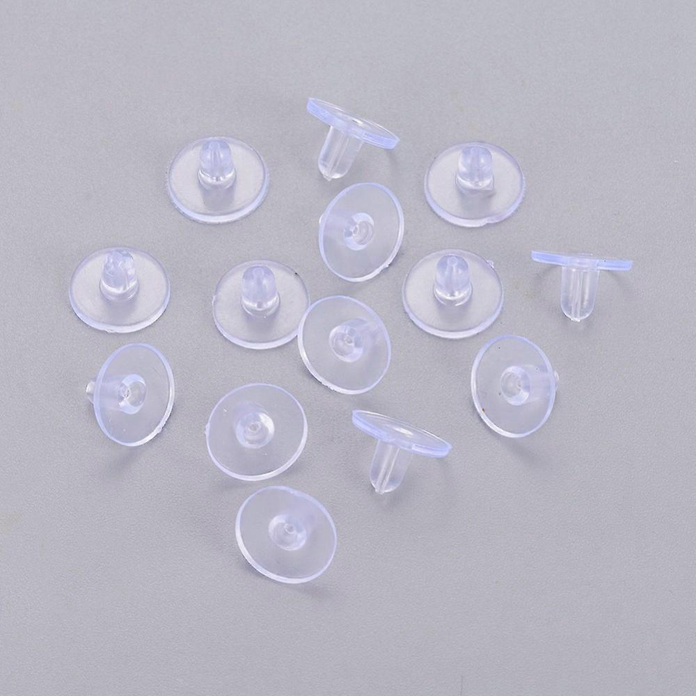 Silicone Ear Nuts, Earring Backs, Clear, 6x9mm, about 416pcs/50g