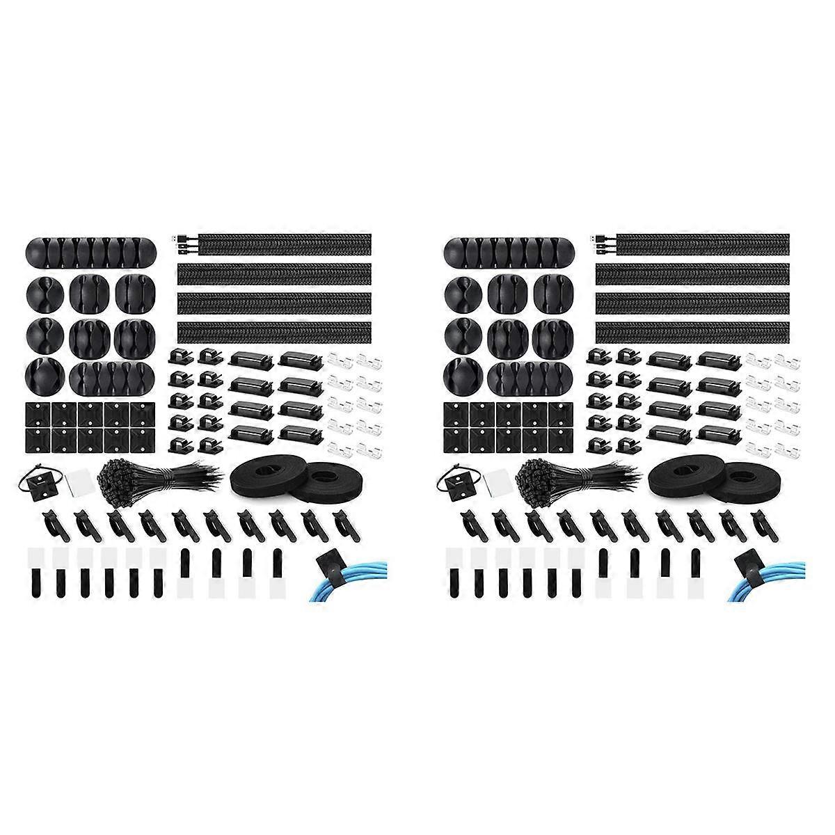 346 Pcs Cable Management Organizer Kit, Adhesive Cable Clips Holder,Cable Ties,Adhesive Wall Cable