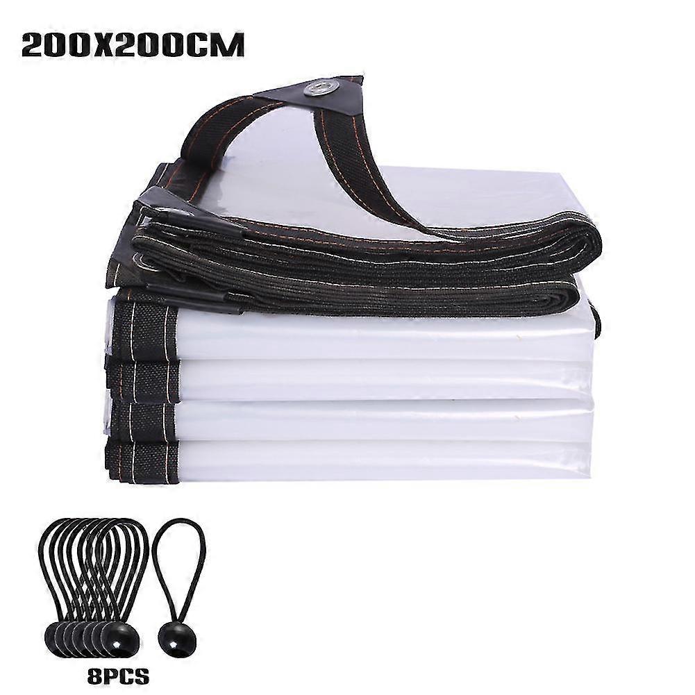 Retractable Waterproof Transparent, Multifunctional Rainproof And Windproof Tarpaulin 2m*2m, With 8 Tying Balls