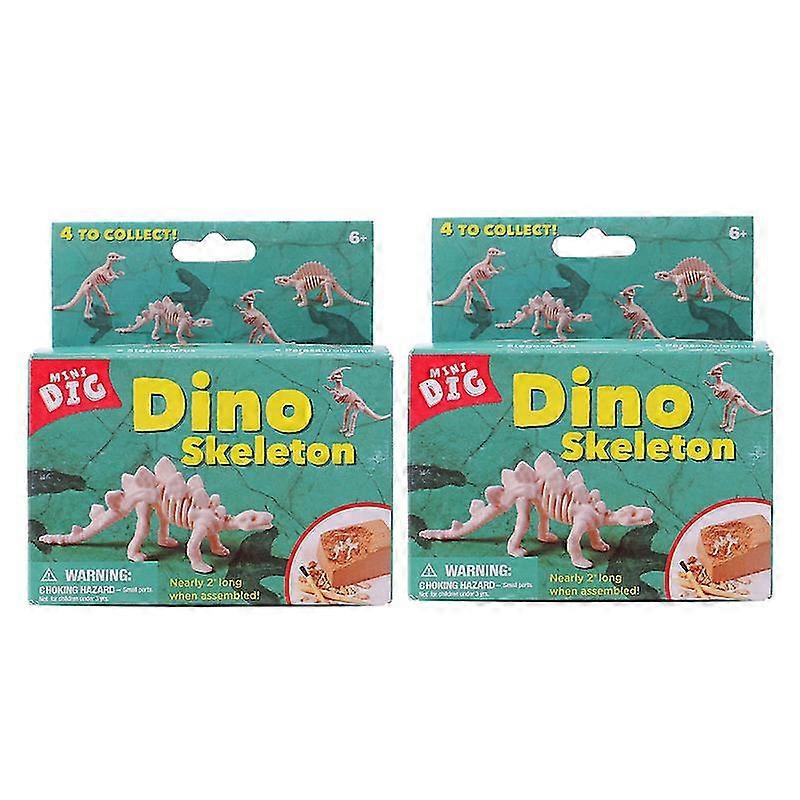 2 Sets Four Small Dinosaur Excavation Toy Funny Digging Toy Simulation Diy Digging Plaything Early Educational Toy For Kids Child (Beige)