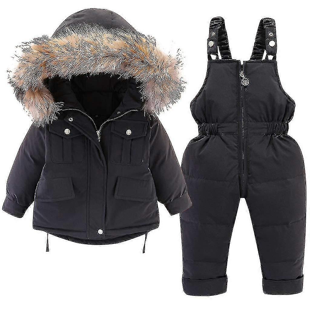 Bebê Down Jaqueta E Down Calças 2pcs, Meninas Meninos Casaco de Inverno Com Capuz Crianças Ski Suits F1201