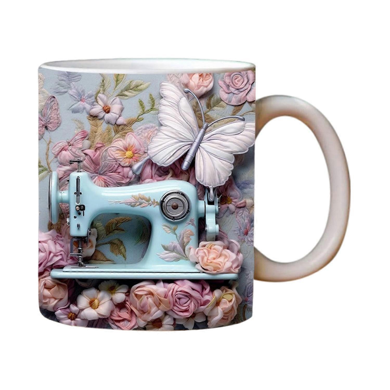 3D Sewing Painted Mug Creative Space Design with Handle Microwave-safe Multi-Purpose Mug Gift