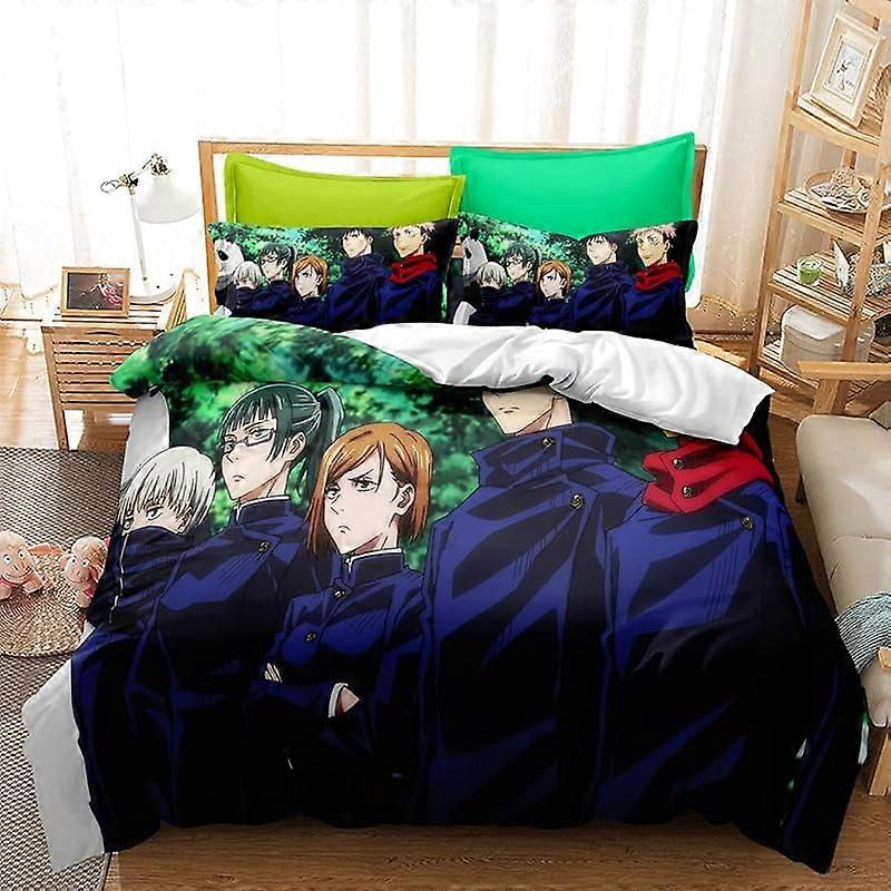 o1615 Carto-on Ani-me Duve-t Cov-er B-eddin -- g Jujutsu Kaisen- Set 3 pezzi, letto piumino Cove-r con cuscinoc-aces, piumino super morbido- Copripiumino con- Pillowc