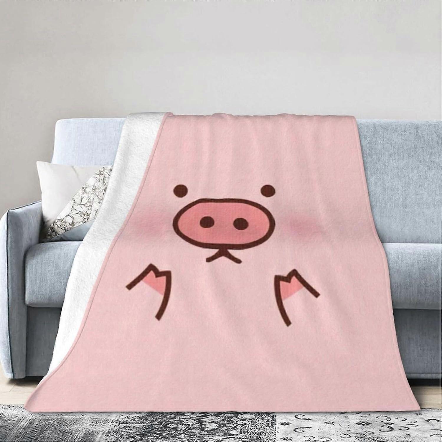Söt Pig Print Throw Blanket, Lätt Super Soft Fleece Filt För Bäddsoffa Vardagsrum-LKJH120