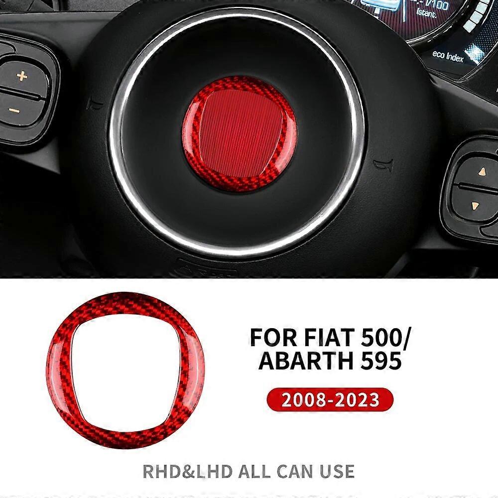 Adesivo in fibra di carbonio duro reale per Fiat 500 Abarth 595 2008-2021 2022 2023 Anello centrale del volante per auto Accessori interni