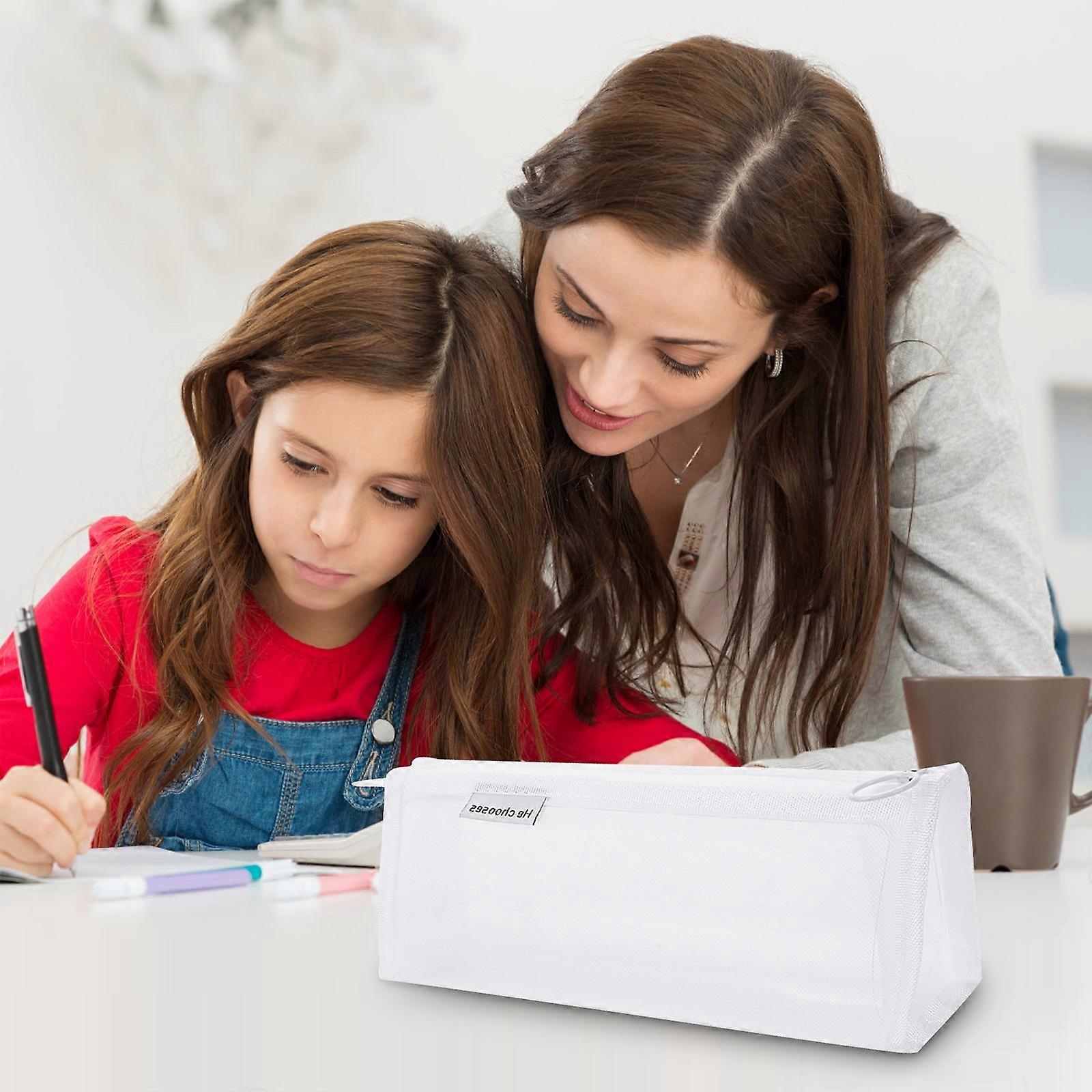 Nylon Large Capacity Stationery Bag Student Exam Pencil Case Mesh Stationery Box Storage Bag Three-dimensional Transparent Makeup Bag Flye244255