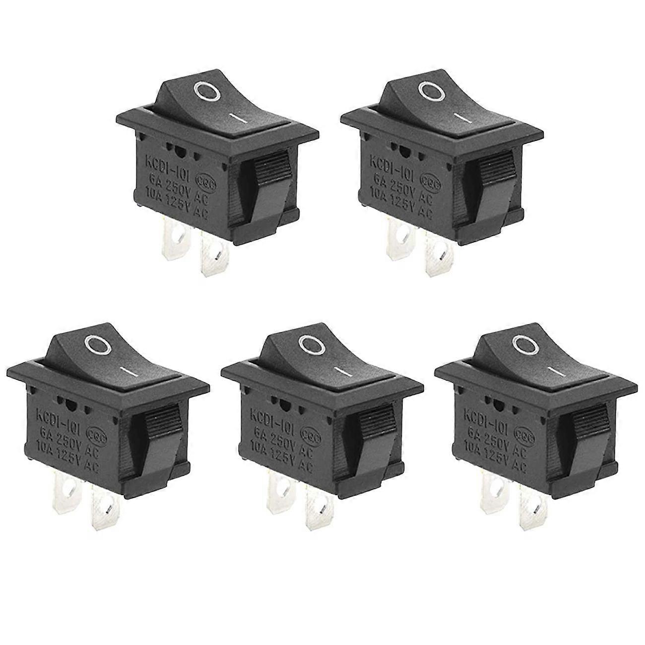 Pack of 5 - Rocker Switch Button 250V 6A- SPST ON/OFF Switch For Electronic Circuit Car Dashboard rocket 1-way