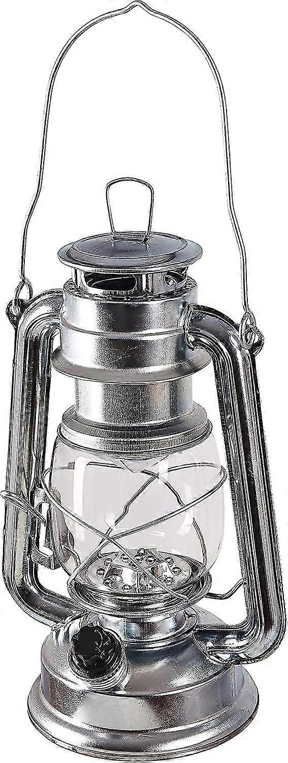 15-led Hurricane Lamp, Camping Battery Lantern, Lightweight, Portable, Dimmer Function, Battery Included, Silver