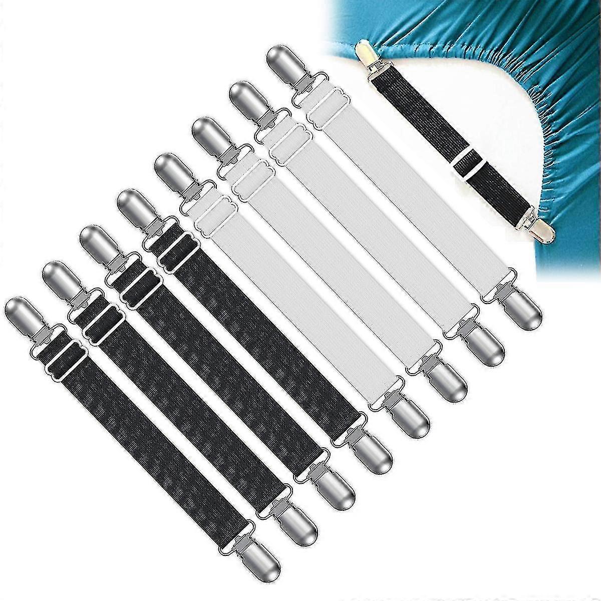 Bed Sheet Tensioner Adjustable 8 Pieces, Sheet Tensioner With Metal Clips Elastic Sheet Tensioner Fitted Sheet Holder Mattress Tensioner For Corners O
