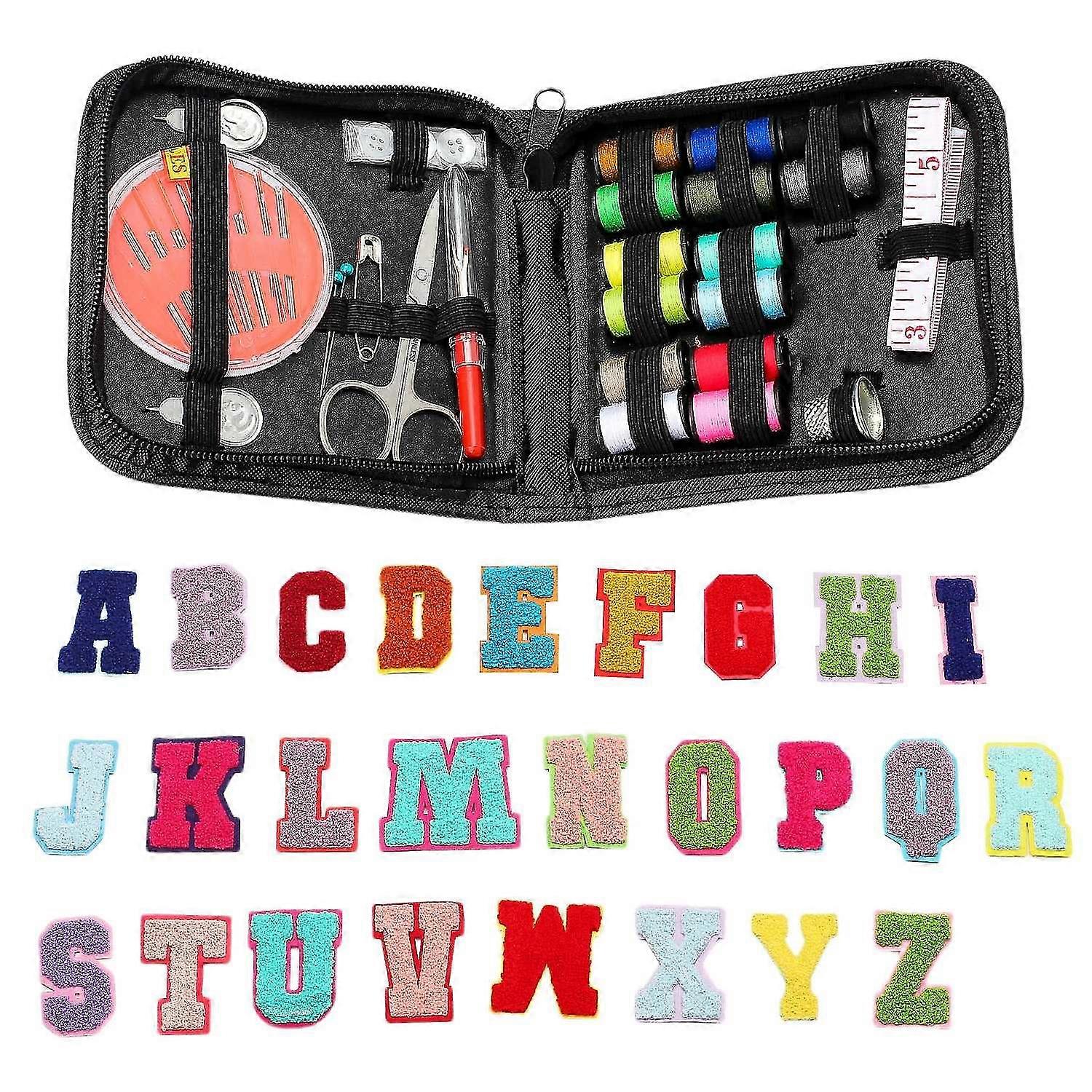 Sewing Kit With 26 Piece Alphabet Iron On Patches, A-z Letter Embroidery Patches For Decorate Repai