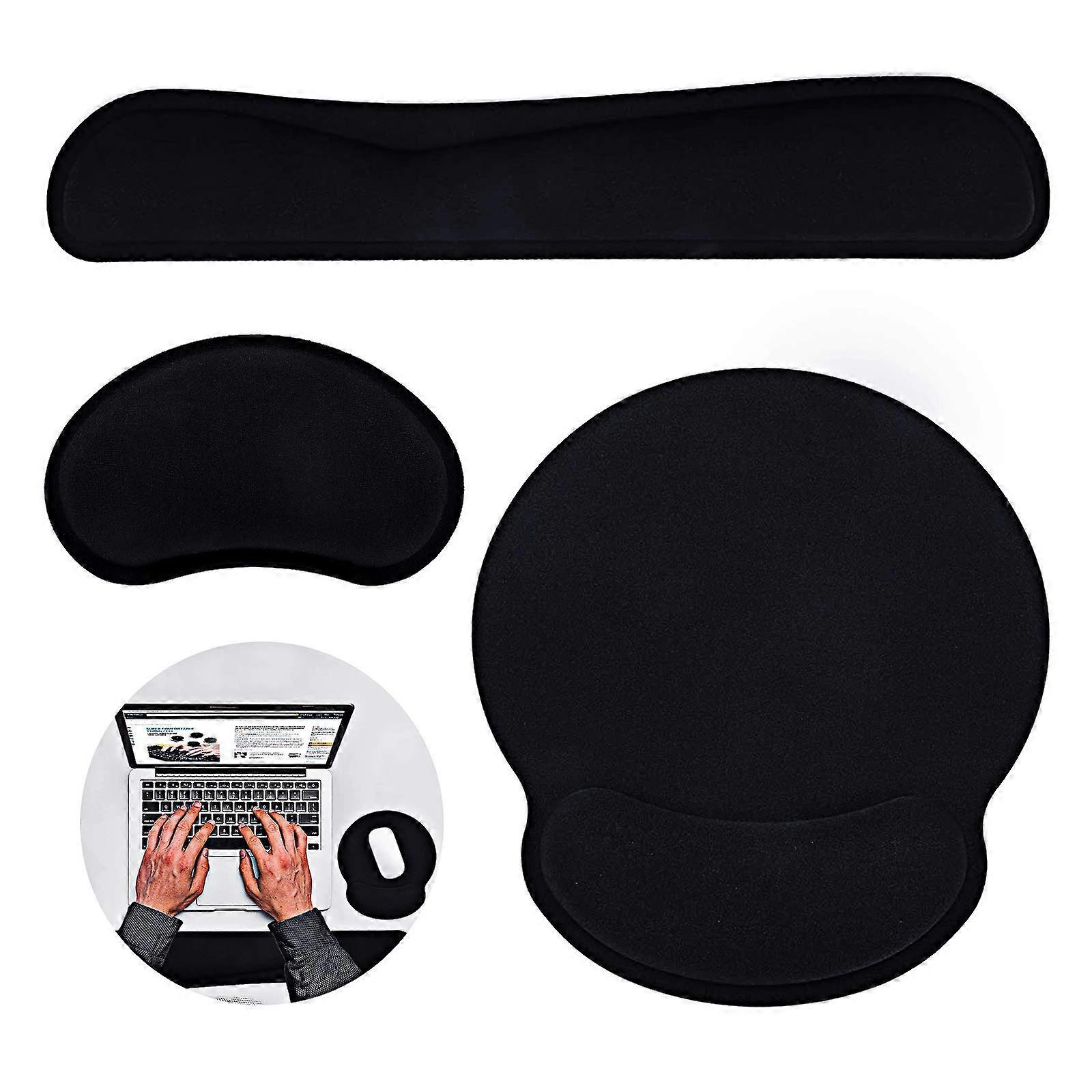 Keyboard Wrist Rest Pad 3Pcs Wrist Rest Support Set with Mouse Pad + Mouse Wrist Rest  Ergonomic Wrist Cushion and Memory Foam Material Apply to Compu
