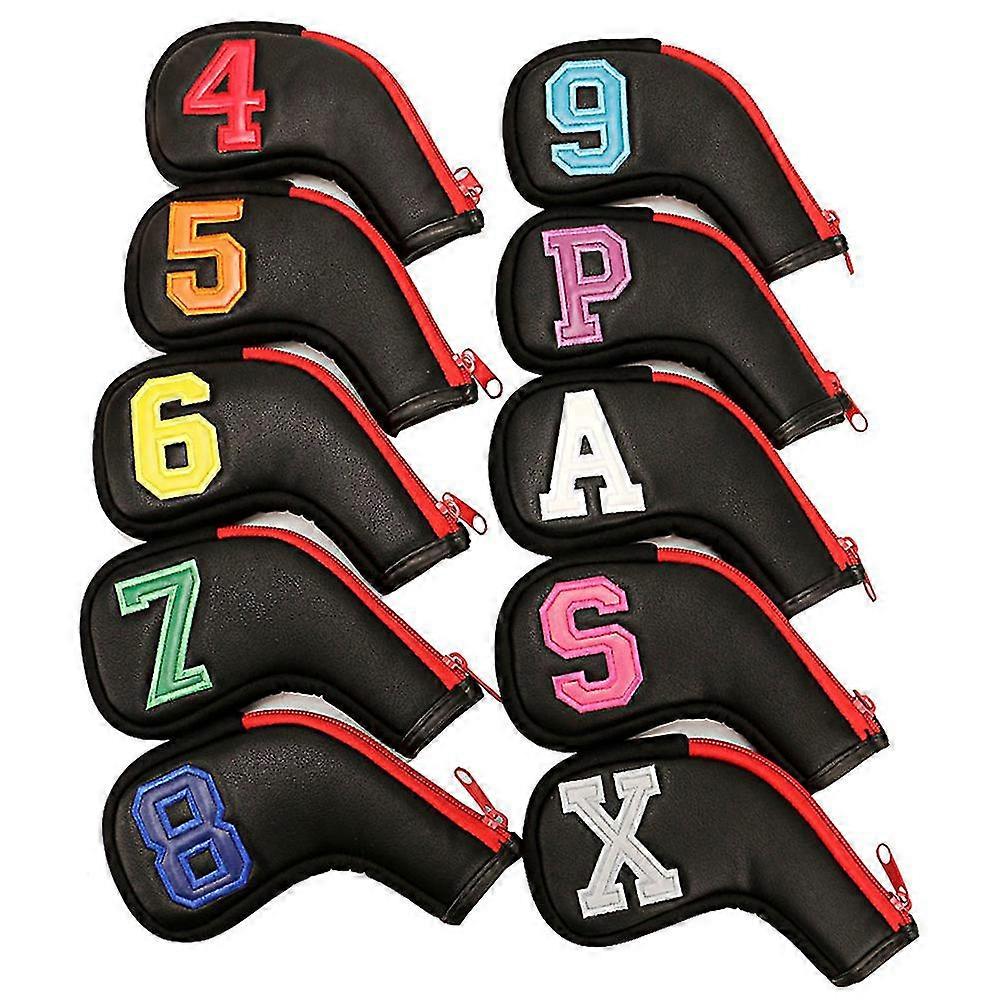 1 Set Of 10 Golf Iron Covers Color Number Line Clause Club Cover Standard Golf Cover With Number Ma