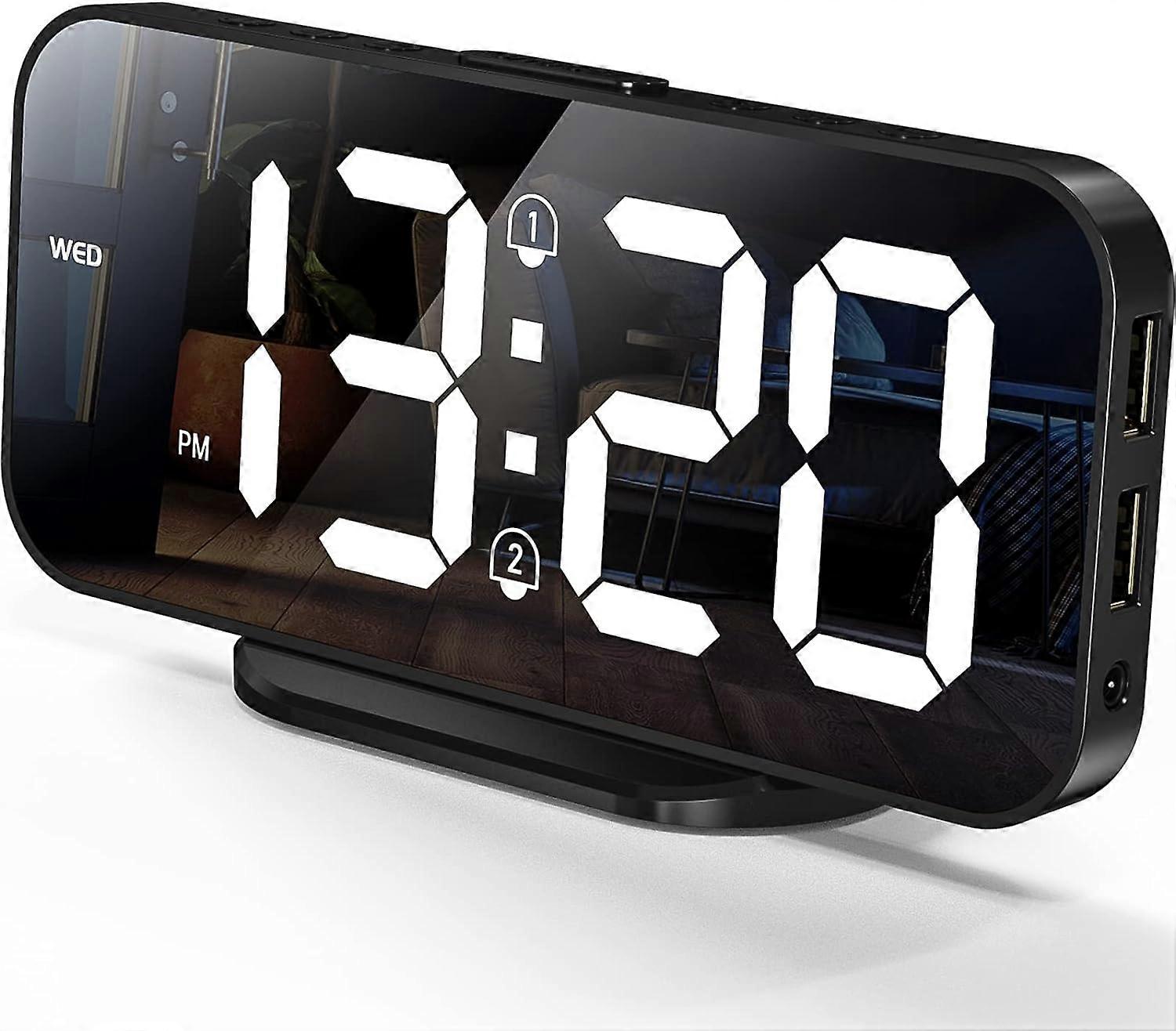 Digital Alarm Clocks, LED Mirror Electronic Clock, Snooze Mode, 1