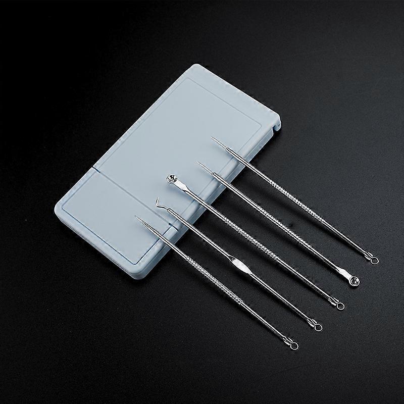 Blackhead Remover Tool Kit with Magnifying Mirror Case, Pack of 5 Pimple, Whitehead & Blemish Popper, Spot, Zit & Pore Remover (Blue)