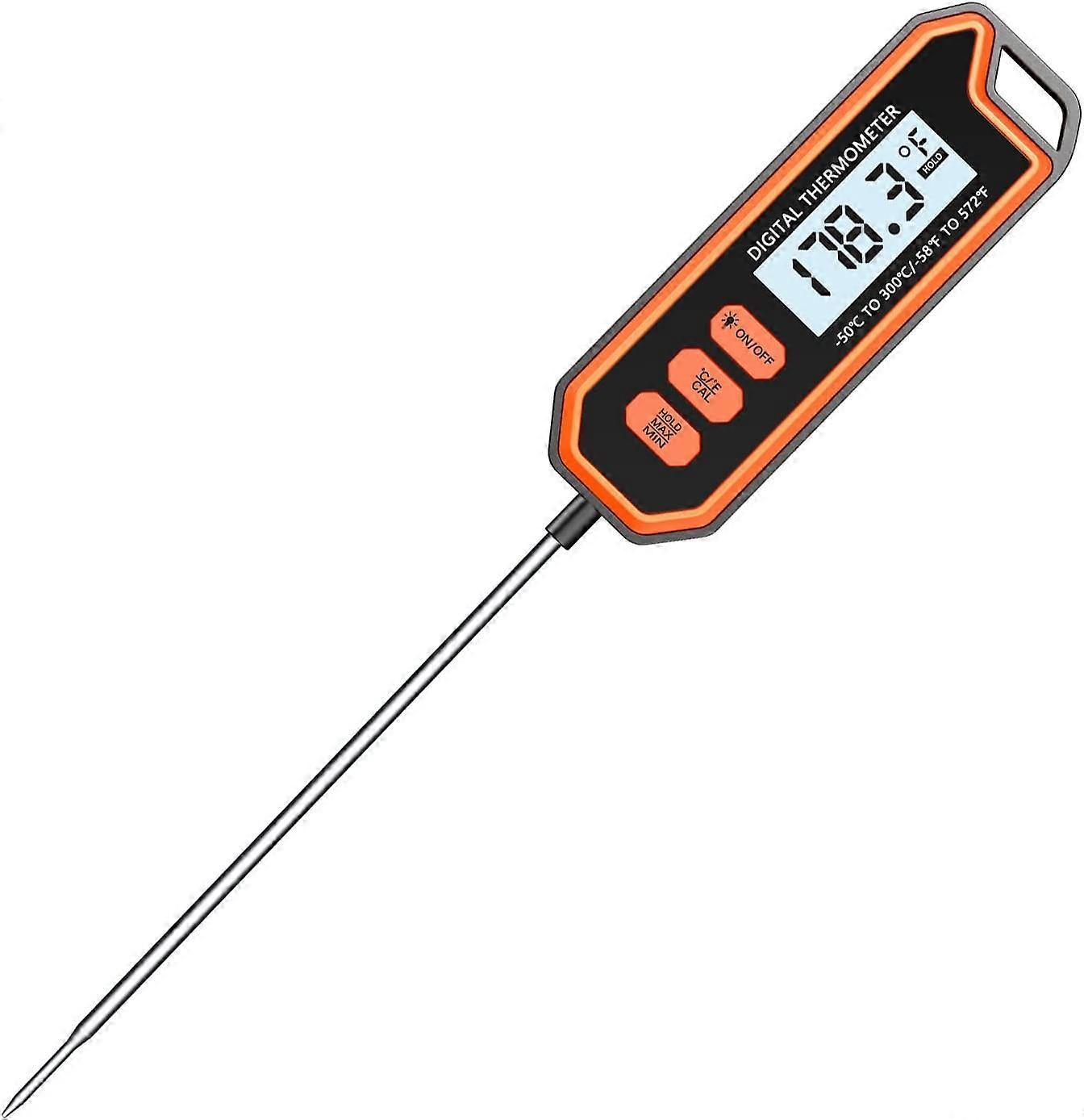 Digital Meat Thermometers, Instant Read Food Cooking Thermometer with 14.2cm Probe, LCD Display & Hold Function, High Accuracy Cooking Thermometer for