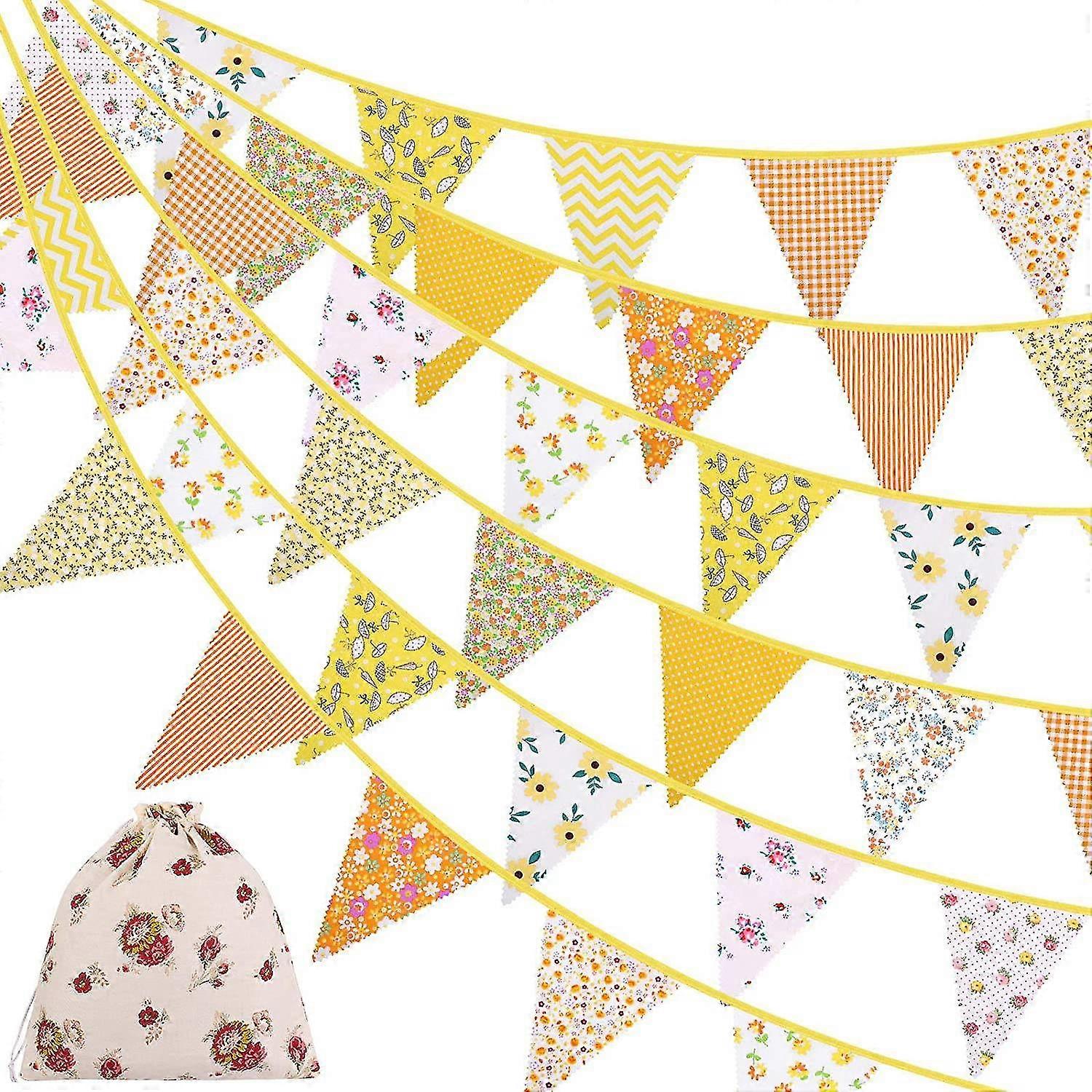 40 fod stof vimpel banner vintage vimpler blomstervimpler tredobbelte hjørner til fødselsdagsbryllupsfest