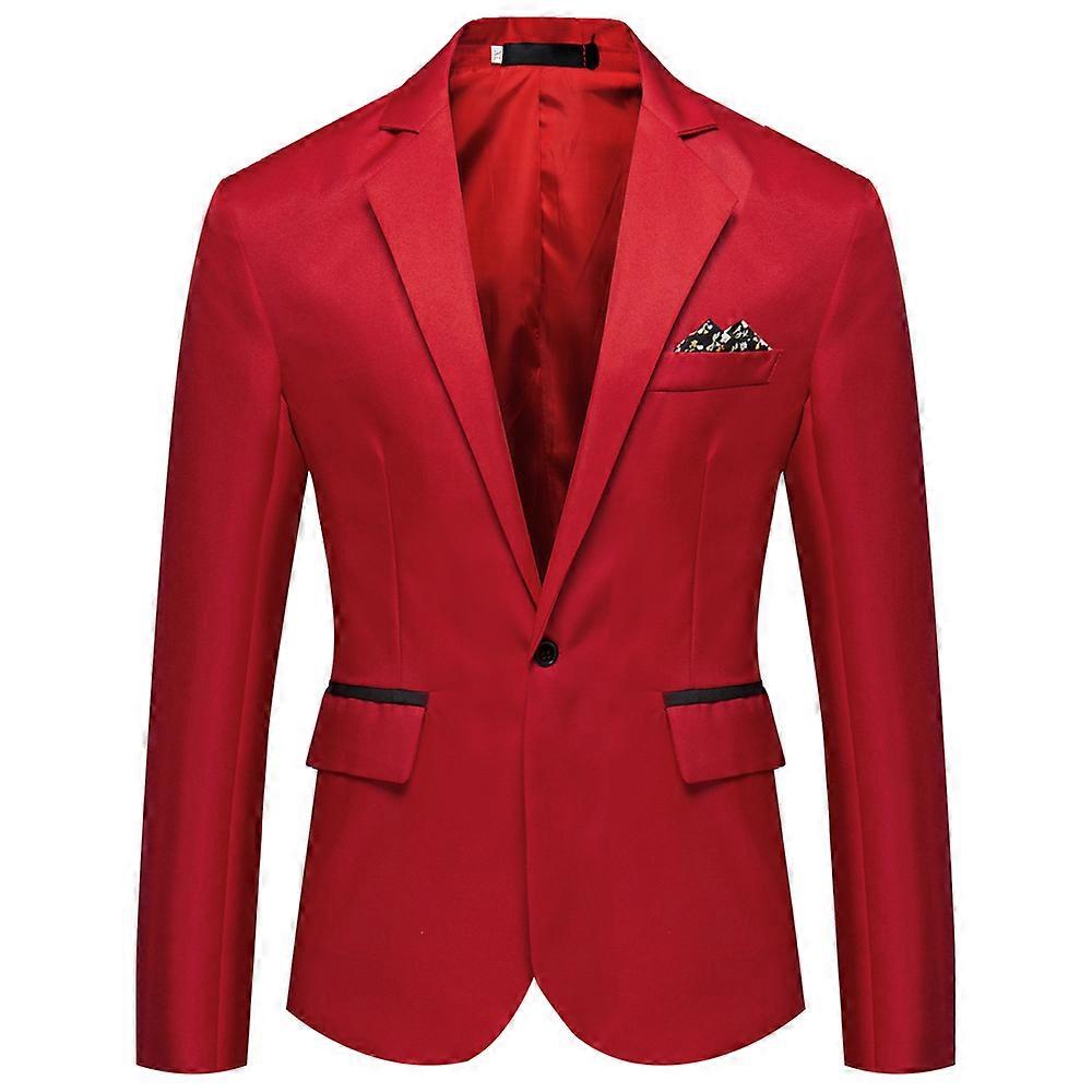 Men's Business Formal Blazer Suit Coat Wedding Party One Button