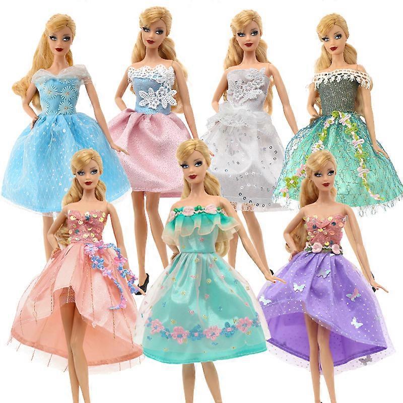 Handmade boneca vestido de moda conjunto elegante vestido da senhora para 12 polegadas/30.48 cm boneca 7pcs