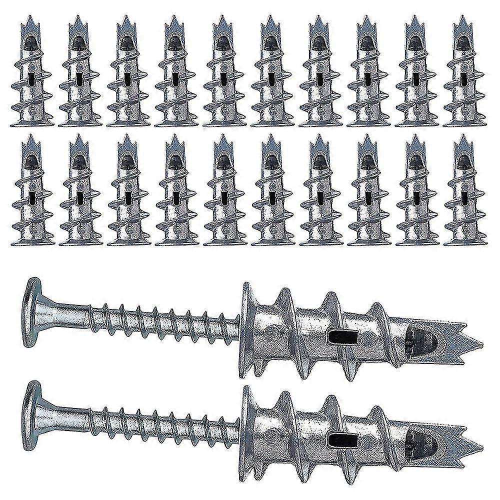 40 Pcs Metal Self Drive Anchor Plasterboard Dowels With Screws 4.5 X 35mm For Single-layer And Doub