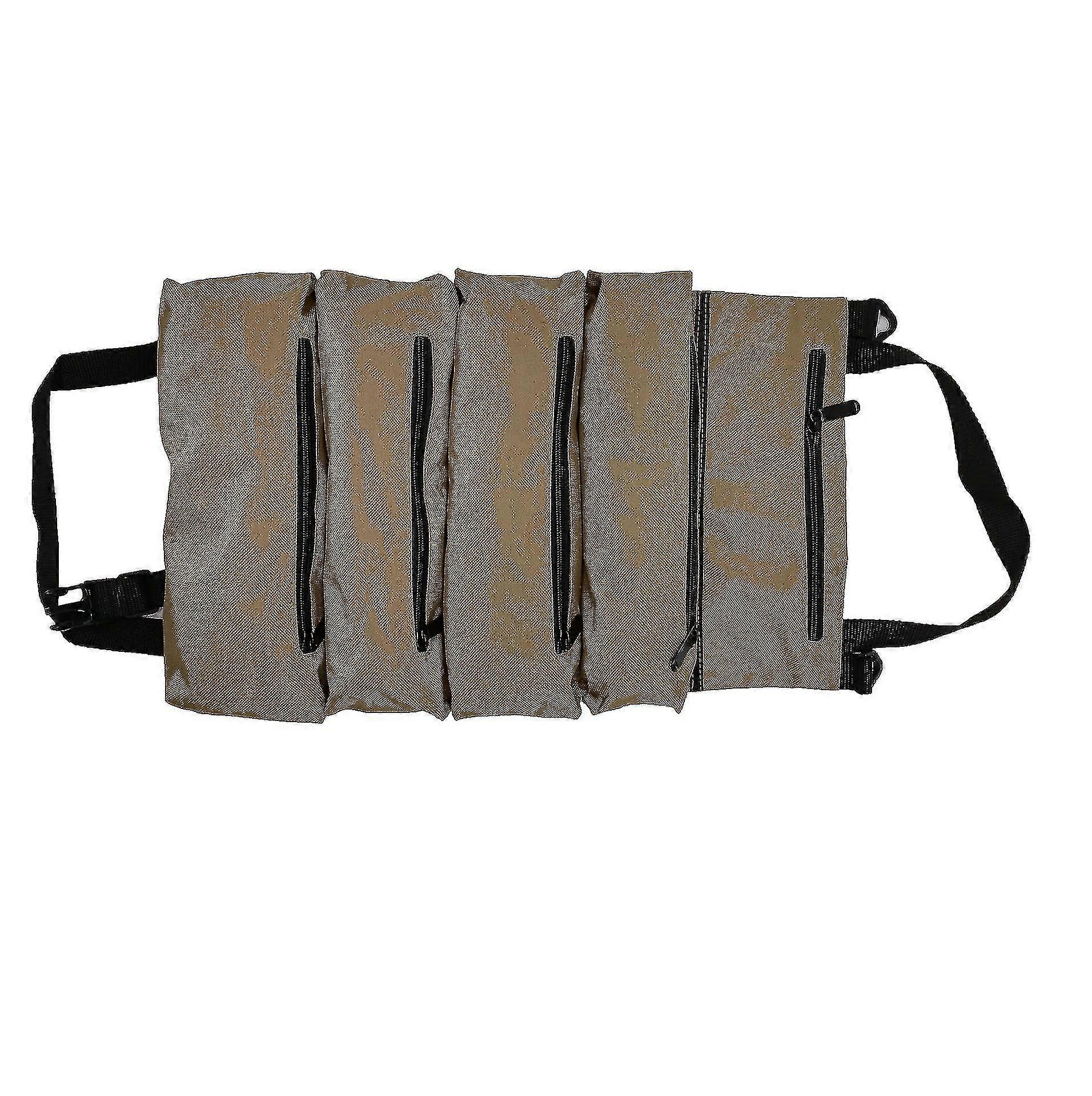 Tool Roll, Multi-purpose Canvas Tool Roll With 5 Zipper Pockets For Car Motorcycle (green)