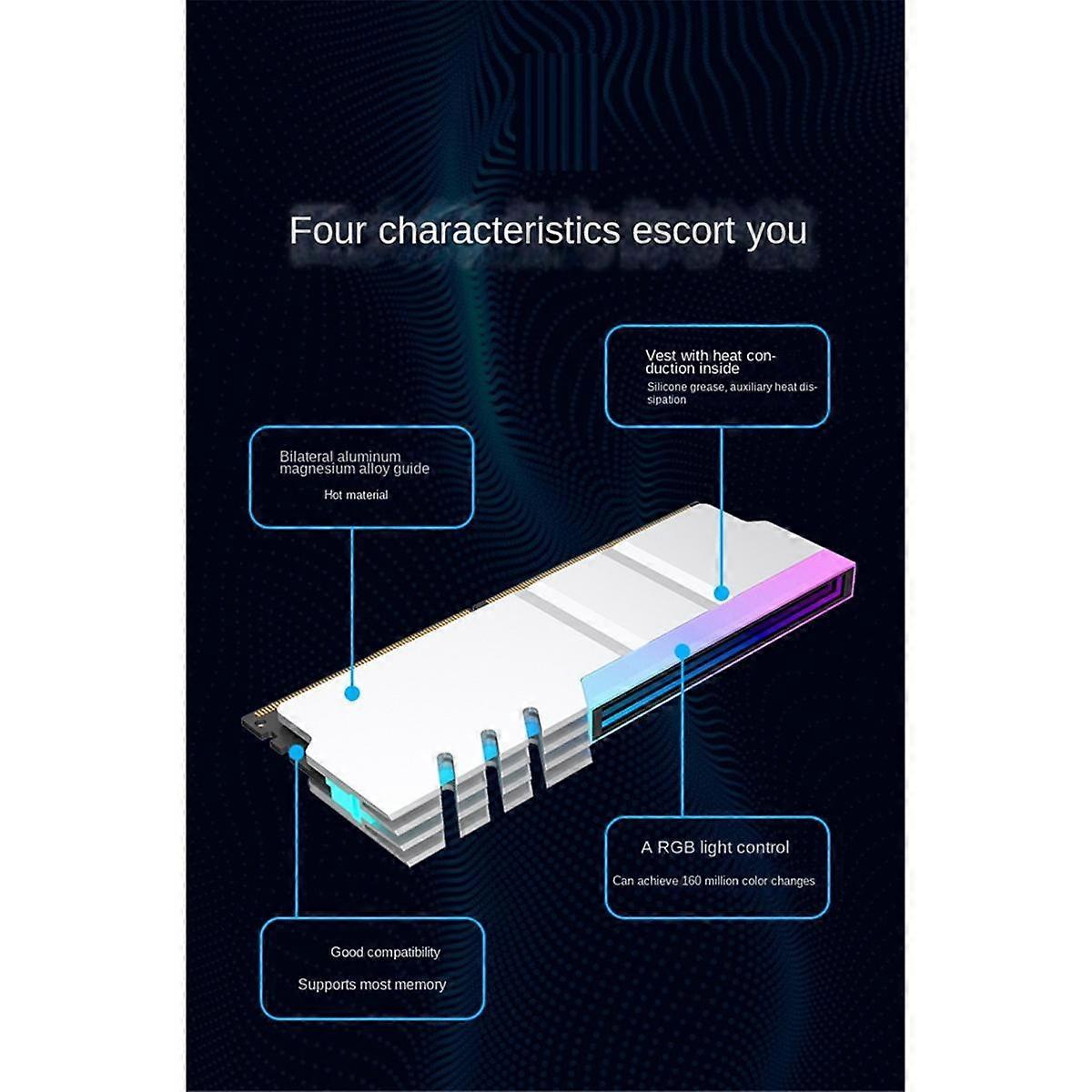 Počítač DDR4 DDR5 5V ARGB Sync Paměť Radiátor PC RGB Barevná RAM Chladič Chladič Chlazení Příložka Brnění Černá