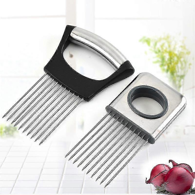 Food Slice Assistant Edelstahl Zwiebel Gabelhalter Küche Gemüse schneiden Hilfswerkzeug