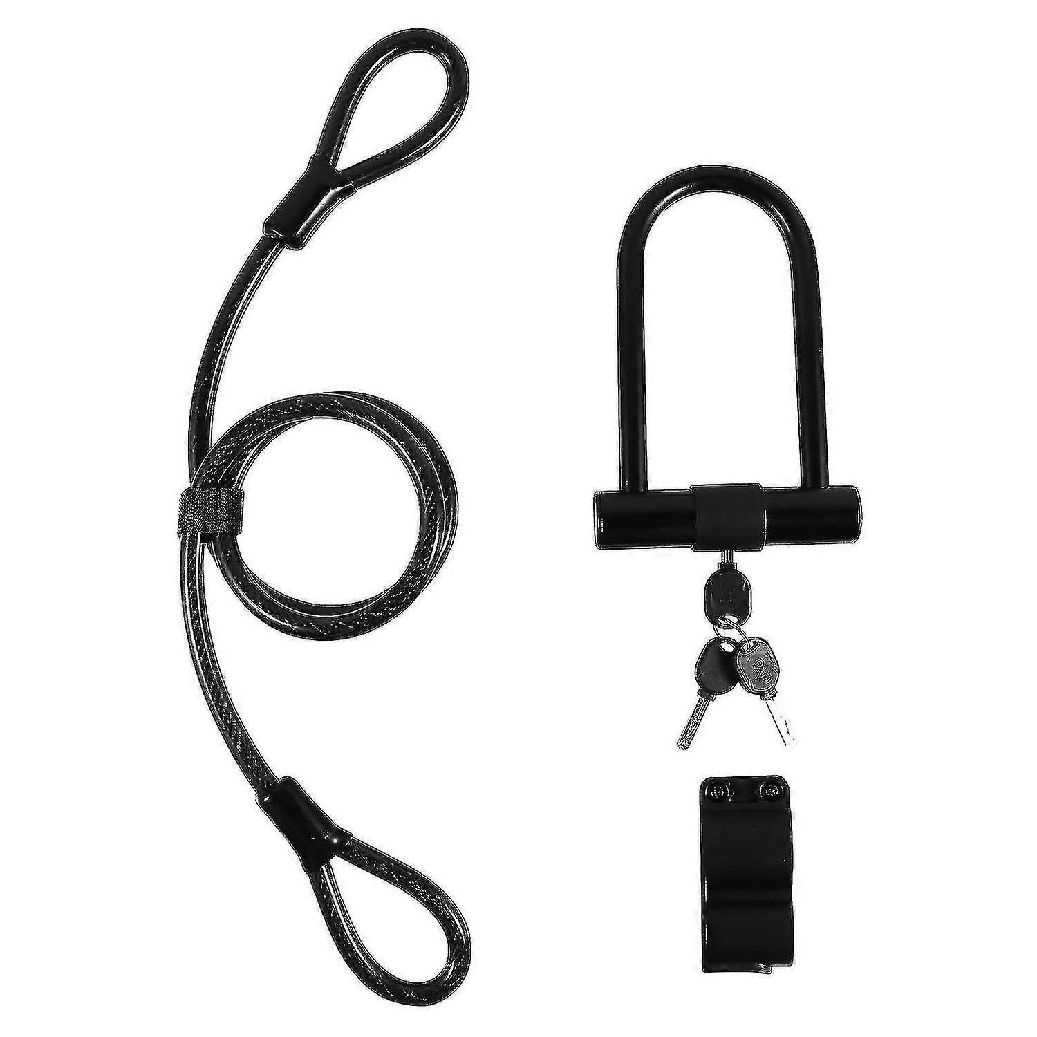 1 Set U-Shape Bike Lock Heavy Duty Anti-Theft Bike Mounting Bracket Cable Lock
