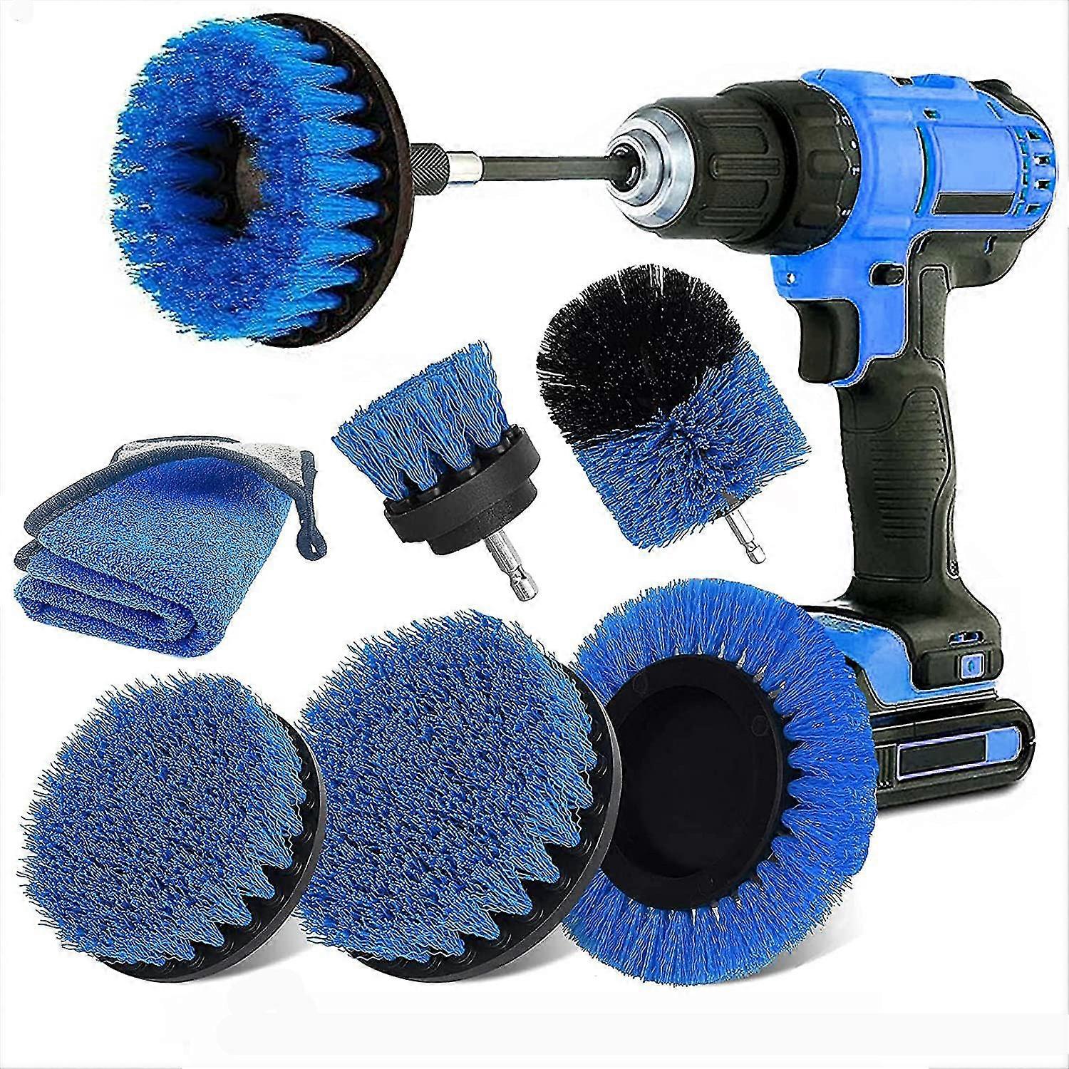 Drill Brush Attachment Set. 8pcs Power Scrubber Cleaning Brush With Extended Long Attachme