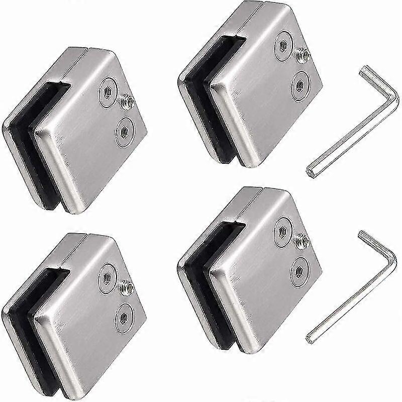 4 حزمة 304 الفولاذ المقاوم للصدأ زجاج المشابك - مربع زجاج المشبك - قابل للتعديل زجاج مسطح المشبك لدرج الدرابزين - درابزين مصقول - (8-10 مم مربع)