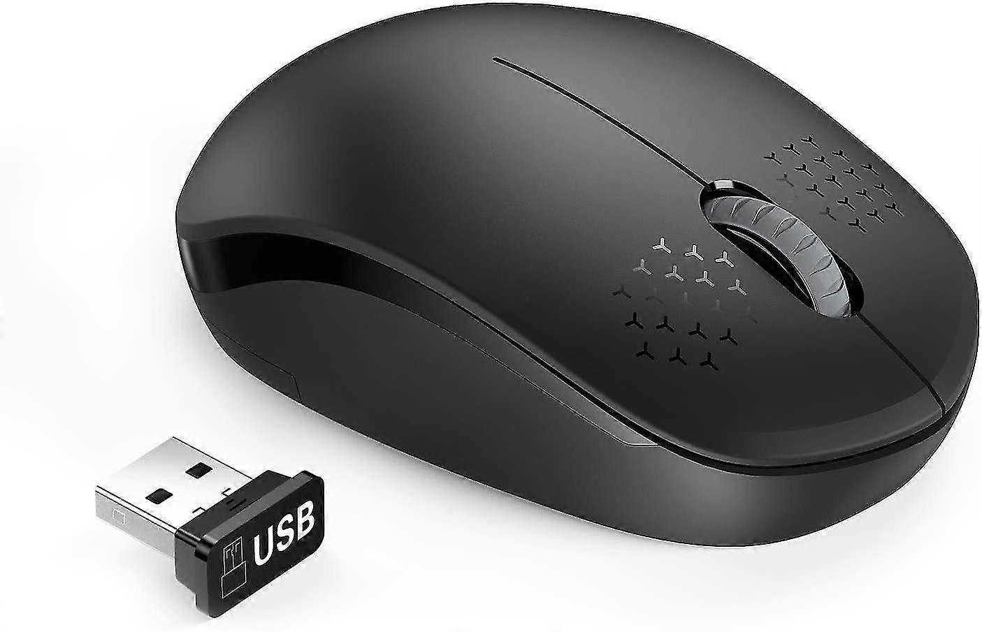 Quiet 2.4 Ghz Wireless Mouse With Nano Usb Receiver, 1600 Dpi Optical Sensor, For Pc, Lapt