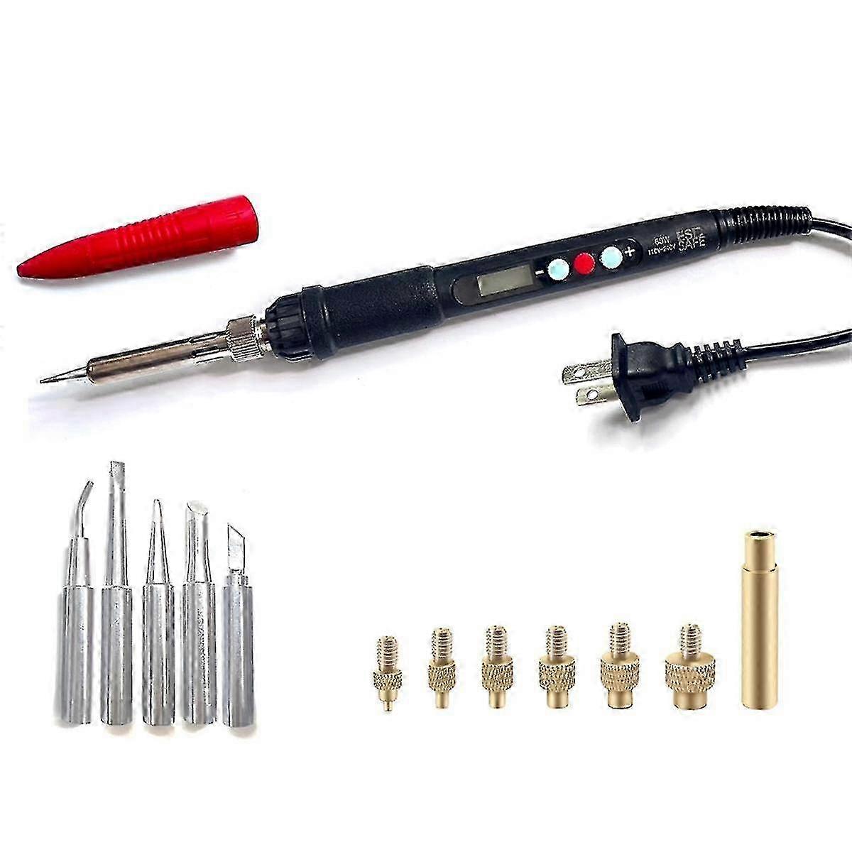 60W Digital Soldering Iron Heat Set Insert Tool with Extra Soldering Tips and Heat Set Insert Tips,-Yvan