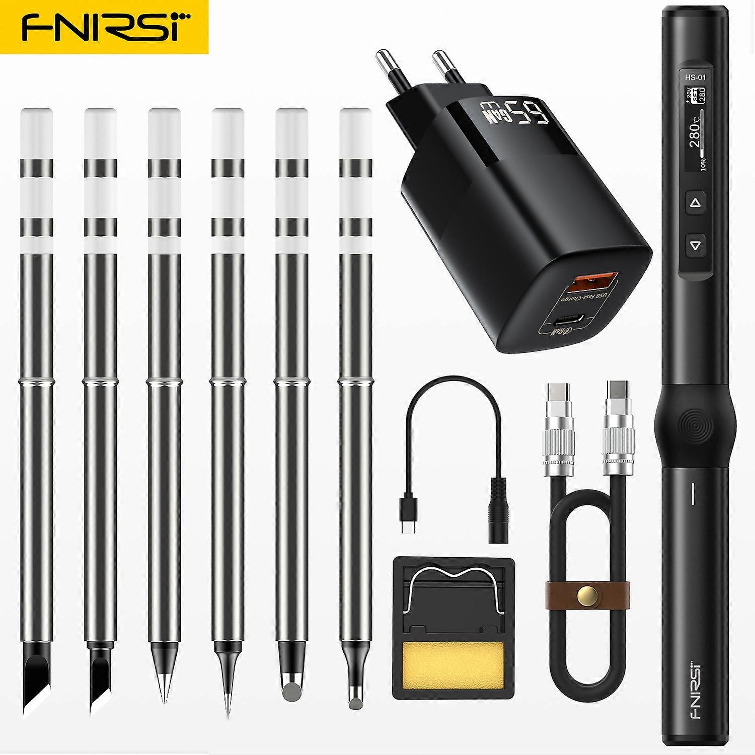 FNIRSI HS-01 Adjustable Temperature Soldering Iron DC 24V 80-420 Welding Solder Rework Station PD 65W Portable Repair Tool